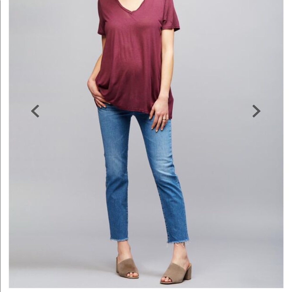 AG High-Rise Straight Leg Crop Maternity Jeans